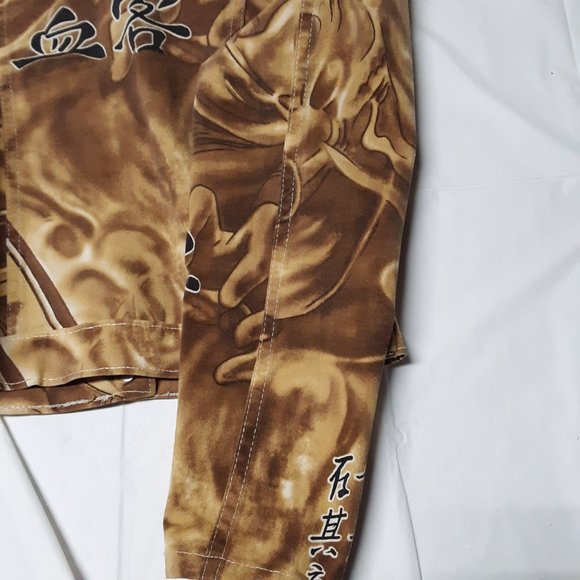 Navi Jeans Vintage Denim Jean Jacket Japanese Anime Design Gold Tie-Dye Size S - Picture 7 of 11